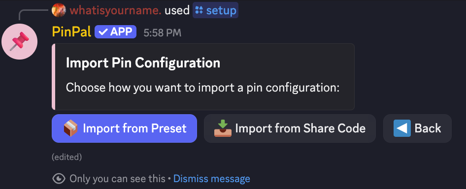 Import preset example